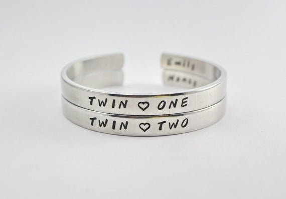 Twin One Twin Two Sisters Cuff Bracelet Set Twin Sisters | Etsy