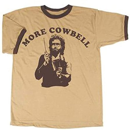 Amazon.com: SNL Saturday Night Live More Cowbell Vintage Tan with Brown Ringers T-Shirt Tee, Tan, Medium: Clothing
