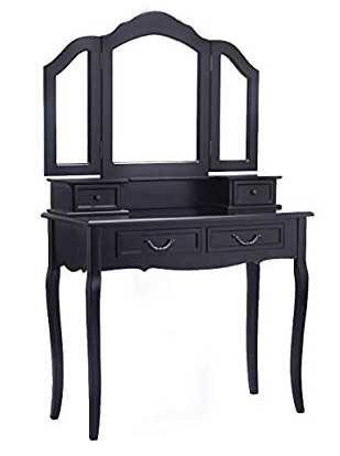 black vanity set mirror makeup cosmetic furniture amazon slytherin