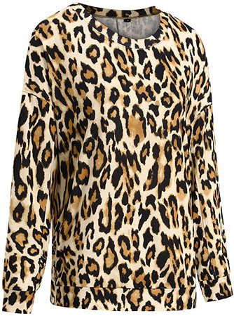 Amazon.com: LAISHEN Women's Casual Tie Dye/Leopard Print Sweatshirts Crewneck Long Sleeve Loose Pullover Tops Tunic: Clothing