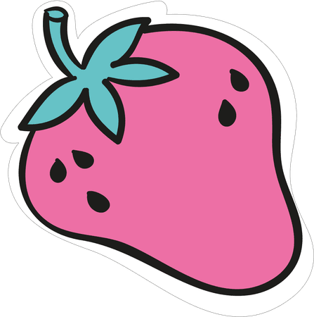 Pink strawberry PNG anima kawaii vector food
