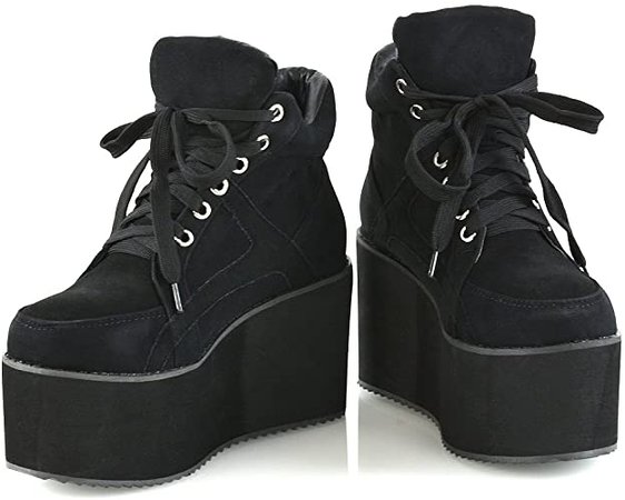 Amazon.com | ESSEX GLAM Womens Black Synthetic Leather Sporty Platform Lace Up Ankle Boots 5 B(M) US | Ankle & Bootie