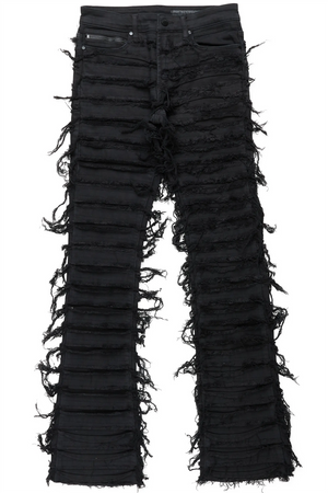 Cassius Black Stacked Flare Jeans $160