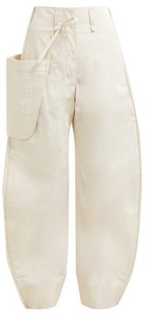 Patch Pocket Cotton Blend Trousers - Womens - Ivory