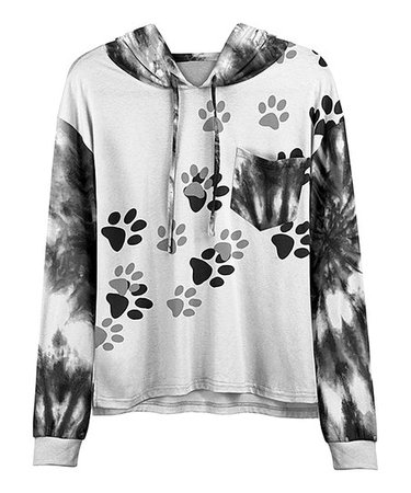 Lily White & Black Paw Print Pocket Hoodie - Women & Plus | Best Price and Reviews | Zulily