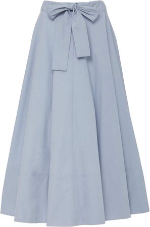 Draped Cotton-Poplin Skirt