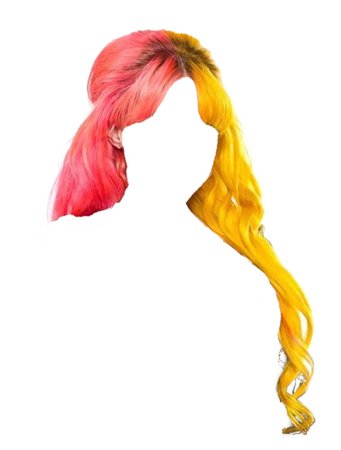 long yellow and pink half and half hair PNG