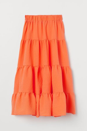 Wide-cut Maxi Skirt - Orange