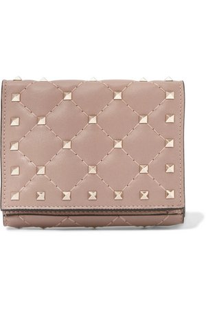 Valentino | The Rockstud Spike quilted leather wallet | NET-A-PORTER.COM