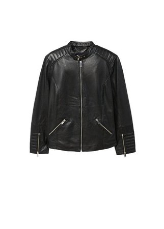 Violeta BY MANGO Quilted panels leather jacket