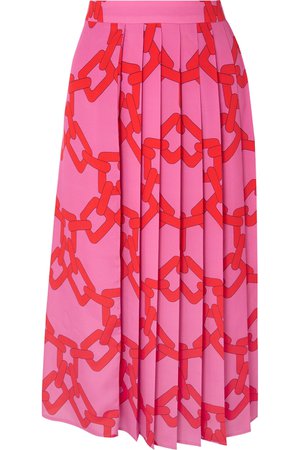 MSGM | Pleated printed crepe midi skirt | NET-A-PORTER.COM