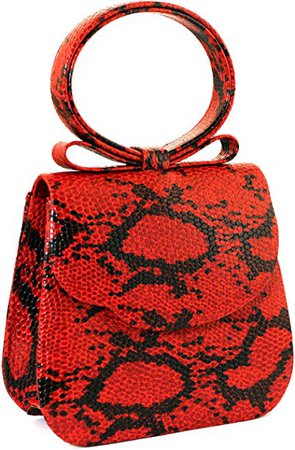 Red & Black Snake-Skin Print Fashion Hand Bag Clutch Purse With Magnetic Snap Closure PS217P: Handbags: Amazon.com