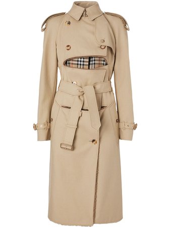 Burberry Deconstructed Cotton And Shearling Trench Coat - Farfetch