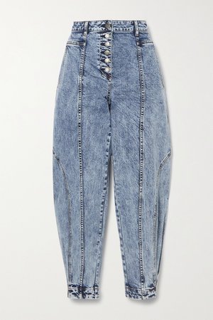 Blue Brodie acid-wash high-rise tapered jeans | Ulla Johnson | NET-A-PORTER