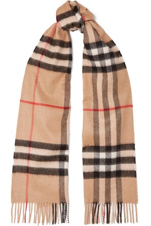 Burberry | Fringed checked cashmere scarf | NET-A-PORTER.COM