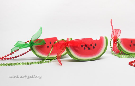 Watermelon necklace / miniature food summer necklace / mini