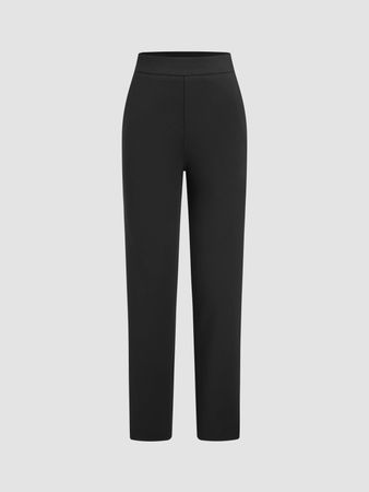 Middle Waist Solid Cigarette Trousers - Cider