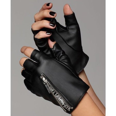 black fingerless gloves zipper