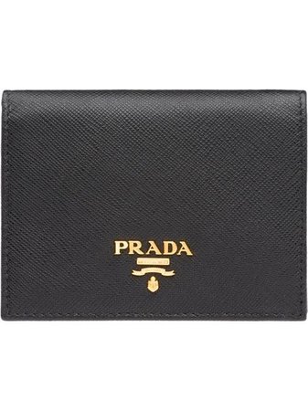 Shop black & metallic Prada small saffiano wallet with Express Delivery - Farfetch