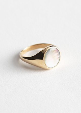 Stone Pendant Signet Ring - Gold - Rings - & Other Stories