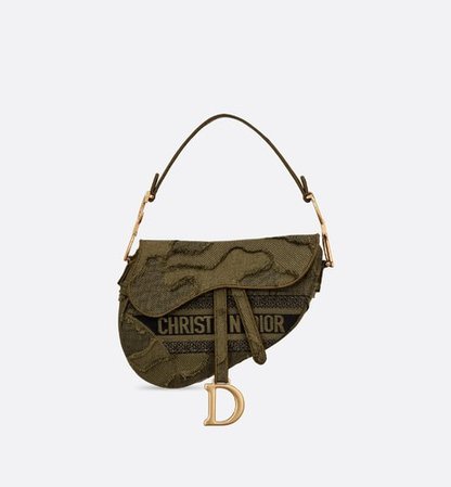 White Saddle Camouflage Embroidered Canvas Bag - Bags - Women's Fashion | DIOR