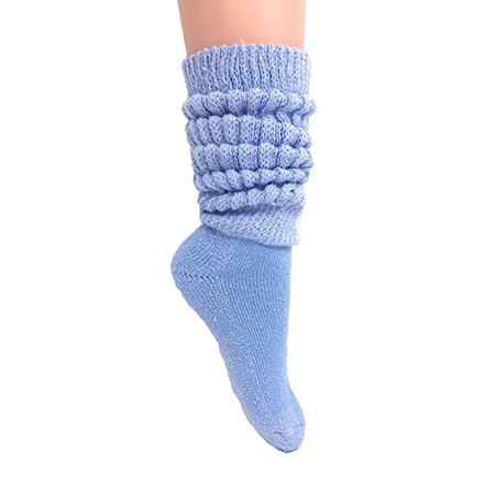 Women's Extra Long Heavy Slouch Cotton Socks Made in USA Size 9 to 11 (1 Pair - Lilac) at Amazon Women’s Clothing store