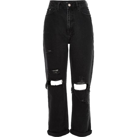 Black high rise mom fit ripped jeans - Mom Jeans - Jeans - women