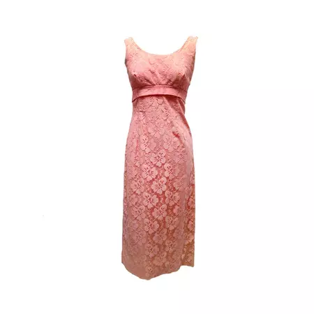 60's Mid-century Pink Lace Empire Waist Maxi Formal Dress - Etsy Australia