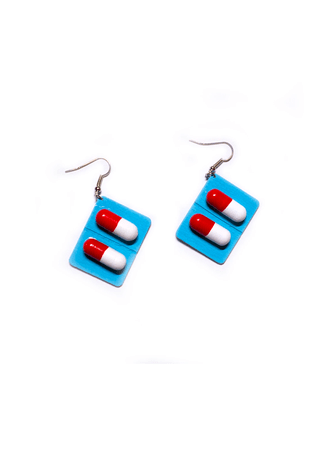 blue capsule pill earrings – Trash Queen
