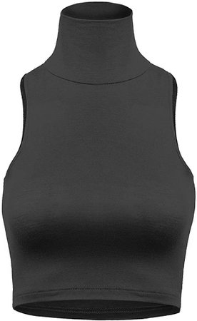 BEKDO Womens Lightweight Fitted Sleeveless Turtleneck Crop Top-S-Black at Amazon Women’s Clothing store: