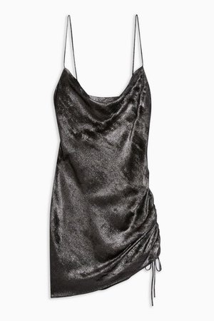Metallic Ruched Slip Dress | Topshop