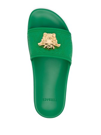 Shop Versace Medusa-plaque open-toe slides with Express Delivery - FARFETCH