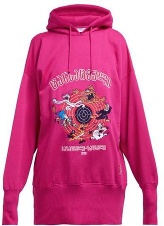Cartoon Technical Jersey Hooded Sweatshirt - Womens - Pink
