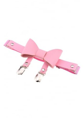 Pink Faux Leather Bow Garter | Attitude Clothing