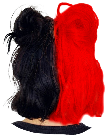 black red hair split dye