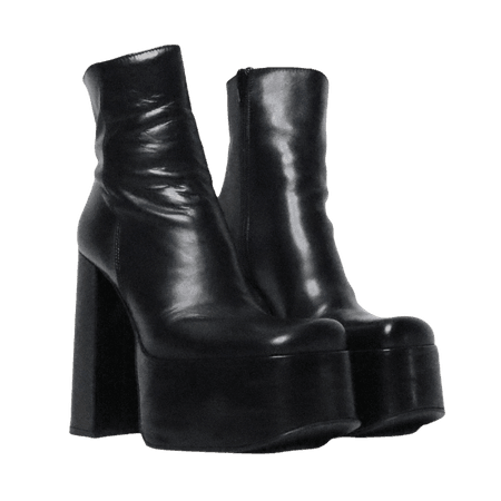 Vintage 90s Black Leather Platform Boots