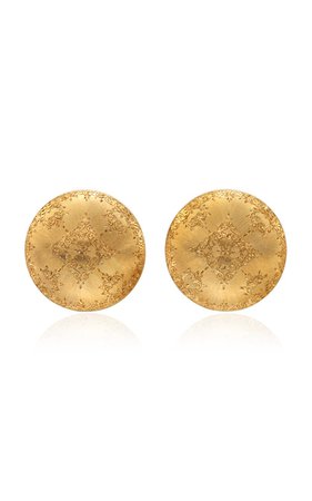 Simon Teakle Buccellati 18k Yellow Gold Button Earrings