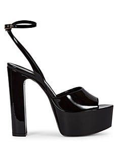 Shop Saint Laurent Patent Leather Platform Sandals | Saks Fifth Avenue