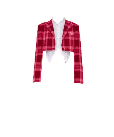 Devil Inspired | Campus Spice Girl Yellow And Red Plaid Pattern Short Blazer - Opened with Blouse (BmZ Edit)