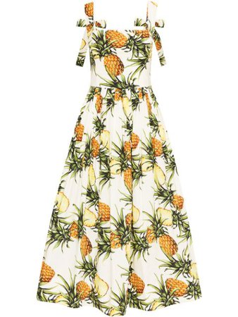Oscar De La Renta pineapple-print Midi Dress - Farfetch