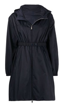 Moncler waist-strap hooded coat rain jacket raincoat blue