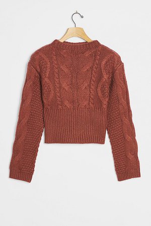 Kelyn Cropped Cable-Knit Sweater | Anthropologie