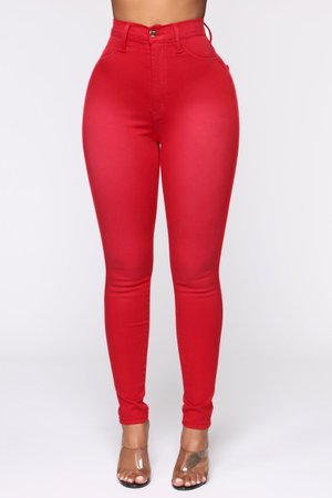 You Oughta Know High Rise Skinny Jeans - Red