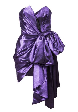 Alexandre Vauthier | Metallic Bow Mini Dress in Purple