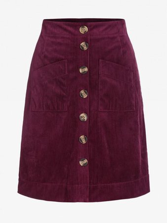 [66% OFF] 2022 ZAFUL Pockets Corduroy Button Front A-line Skirt In DEEP RED | ZAFUL