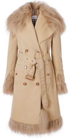 shearling-trimmed trench coat