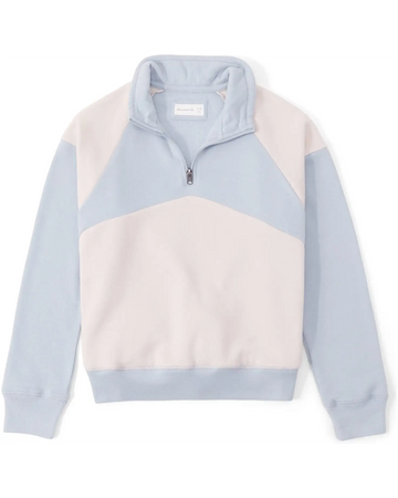 blue cream quarter zip sweater