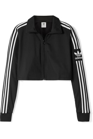 adidas Originals | Cropped striped tech-jersey track jacket | NET-A-PORTER.COM