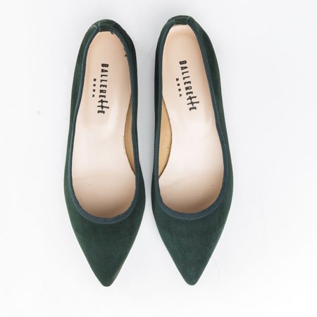 pine green pointed ballet flats
