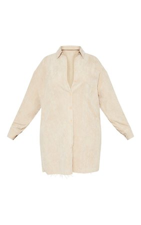 Plus Camel Corduroy Shirt Dress | Plus Size | PrettyLittleThing